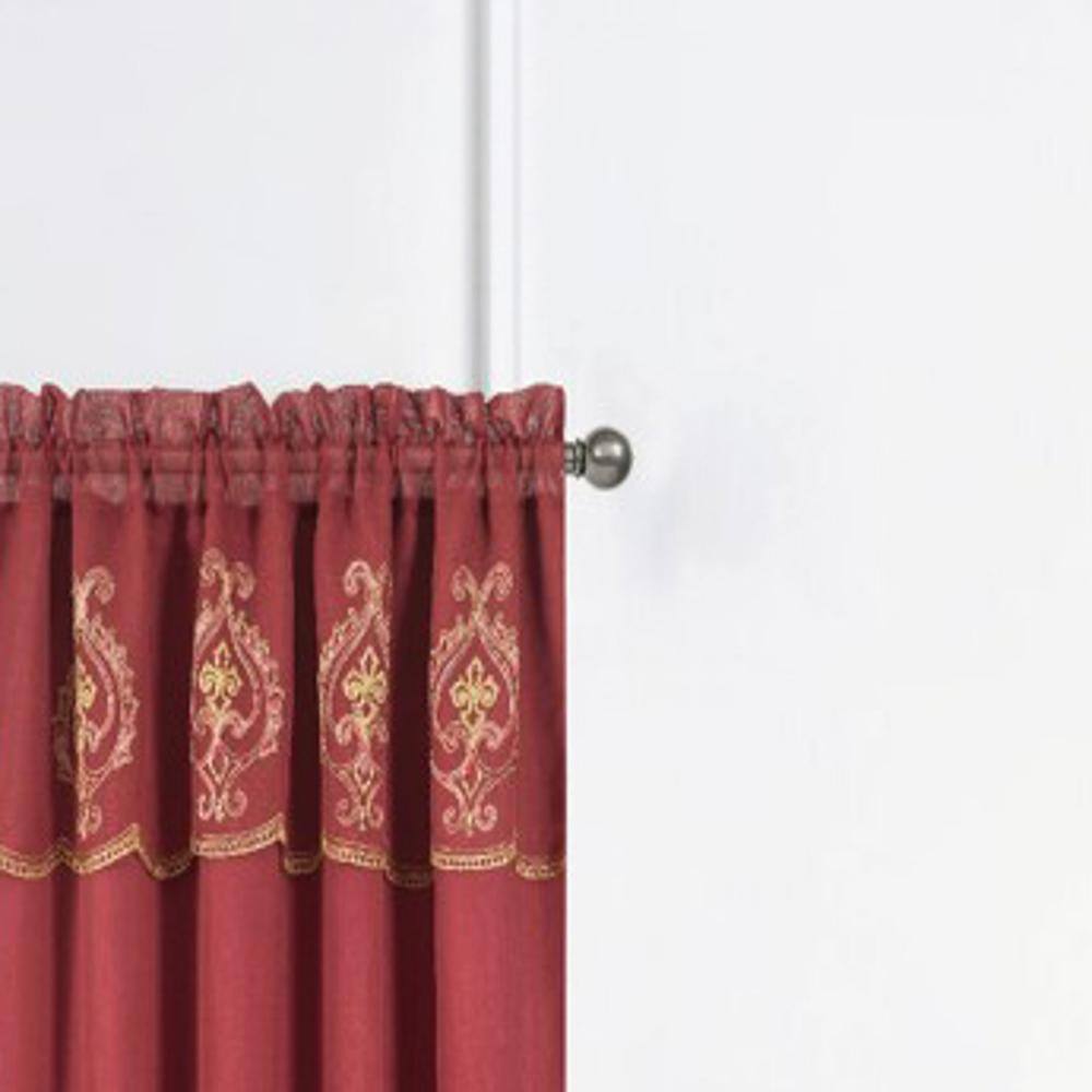 Angle. RT Designers Collection - RT Designers Collection Jayla Stylish & Premium Embroidered Curtain Panel 54" x 90" Burgundy - Burgundy.