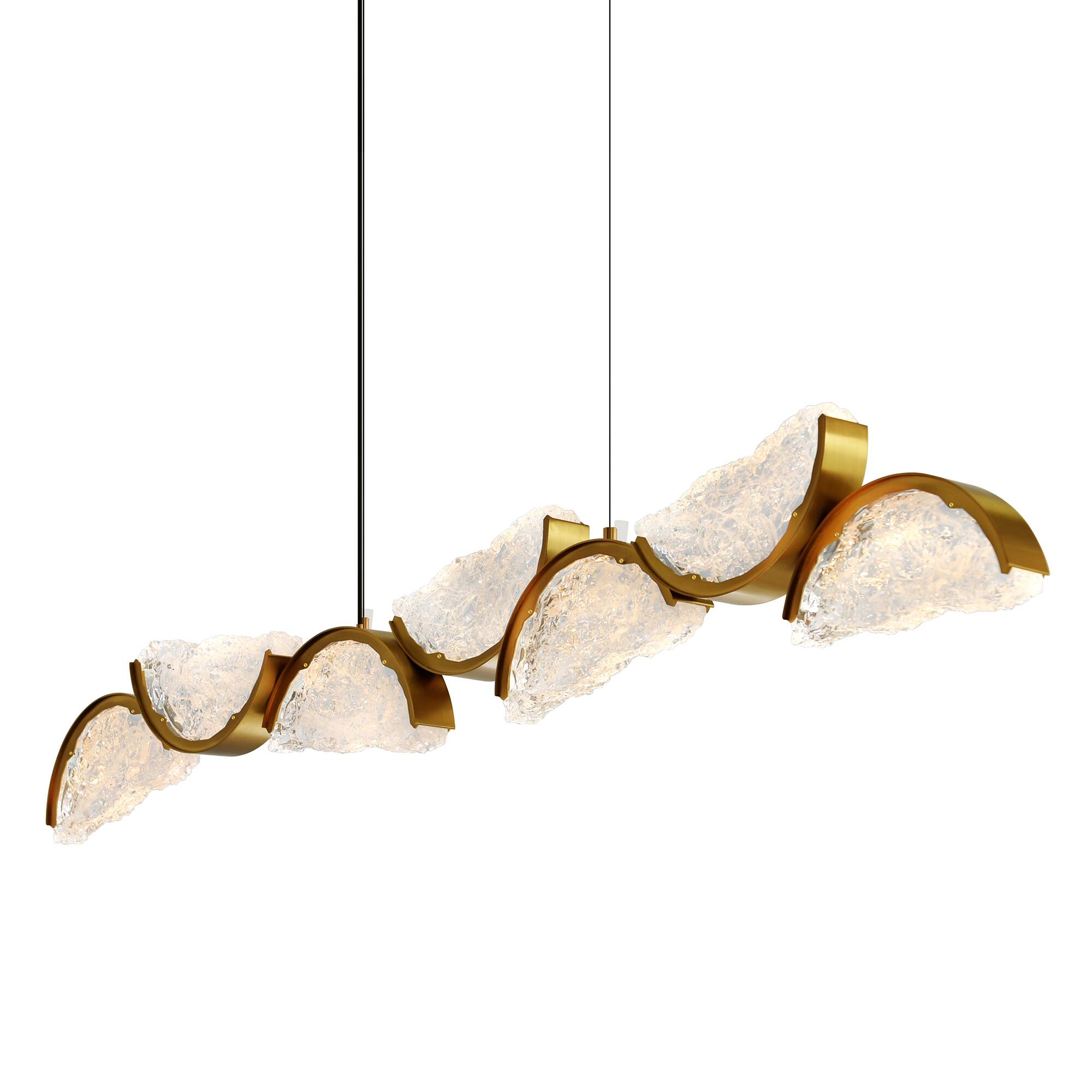 Left. CWI Lighting - Moon Integrated LED Brass Chandelier - Brass.