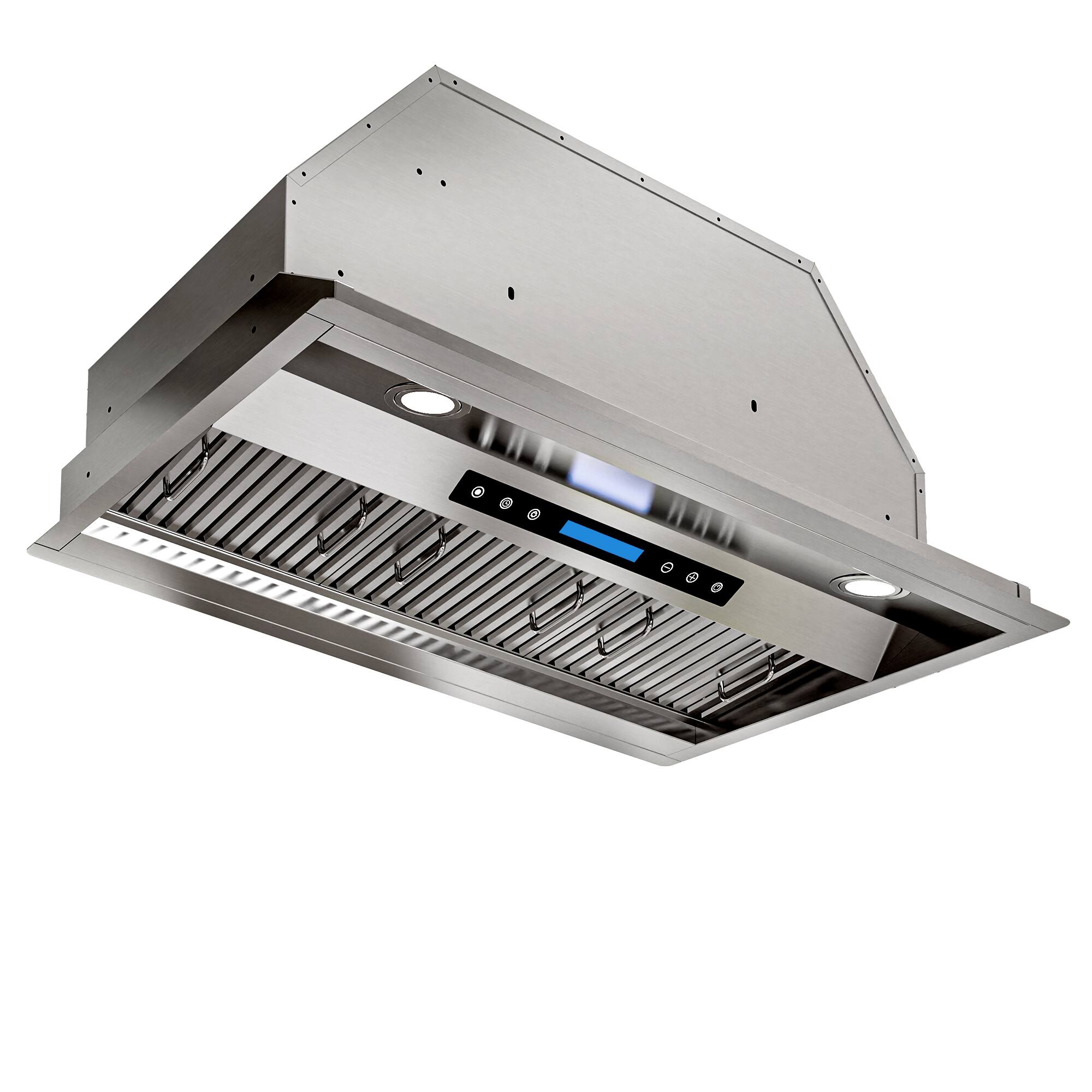 Front. Onefly - 42 inches - Externally Vented & Recirculating - Insert Range Hood - Stainless steel.