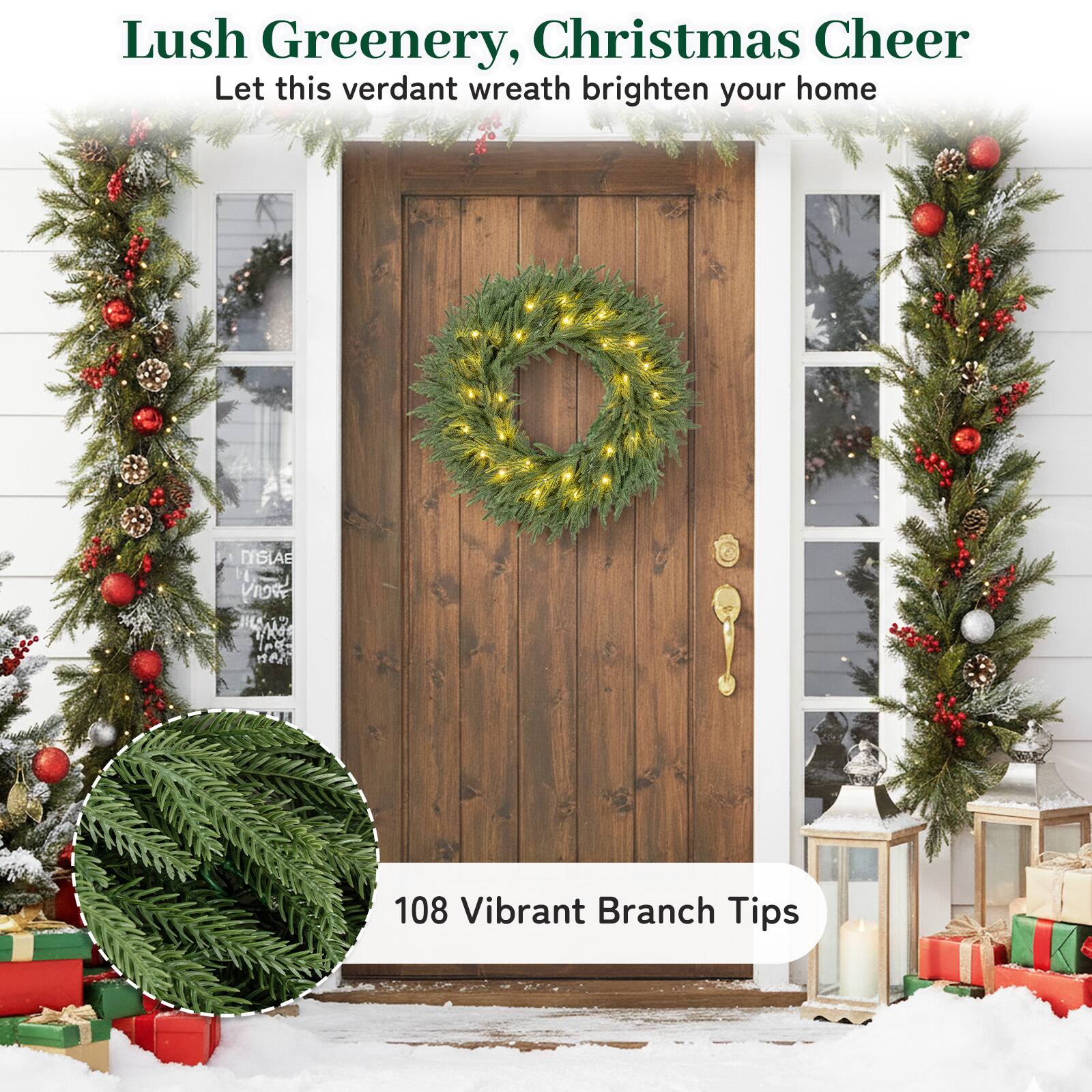 Lush Greenery, Christmas Cheer  
Let this verdant wreath brighten your home  

GLAE Vio AP 1e 108 Vibrant Branch Tips