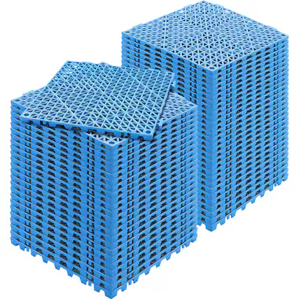 Front. VEVOR - Interlocking Tile 55PCS Blue, Drainage Tiles 12" x 12" Splicing, Soft PVC Interlocking Drainage Floor Tiles - Blue.