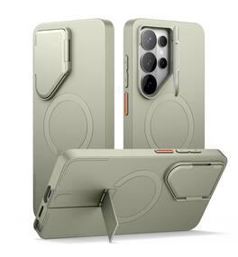 SURITCH - Phone Case for Samsung Galaxy S26 Ultra , Magnetic Protective Cover with Camera Cover & Adjustable Metal Kickstand - Khaki Green