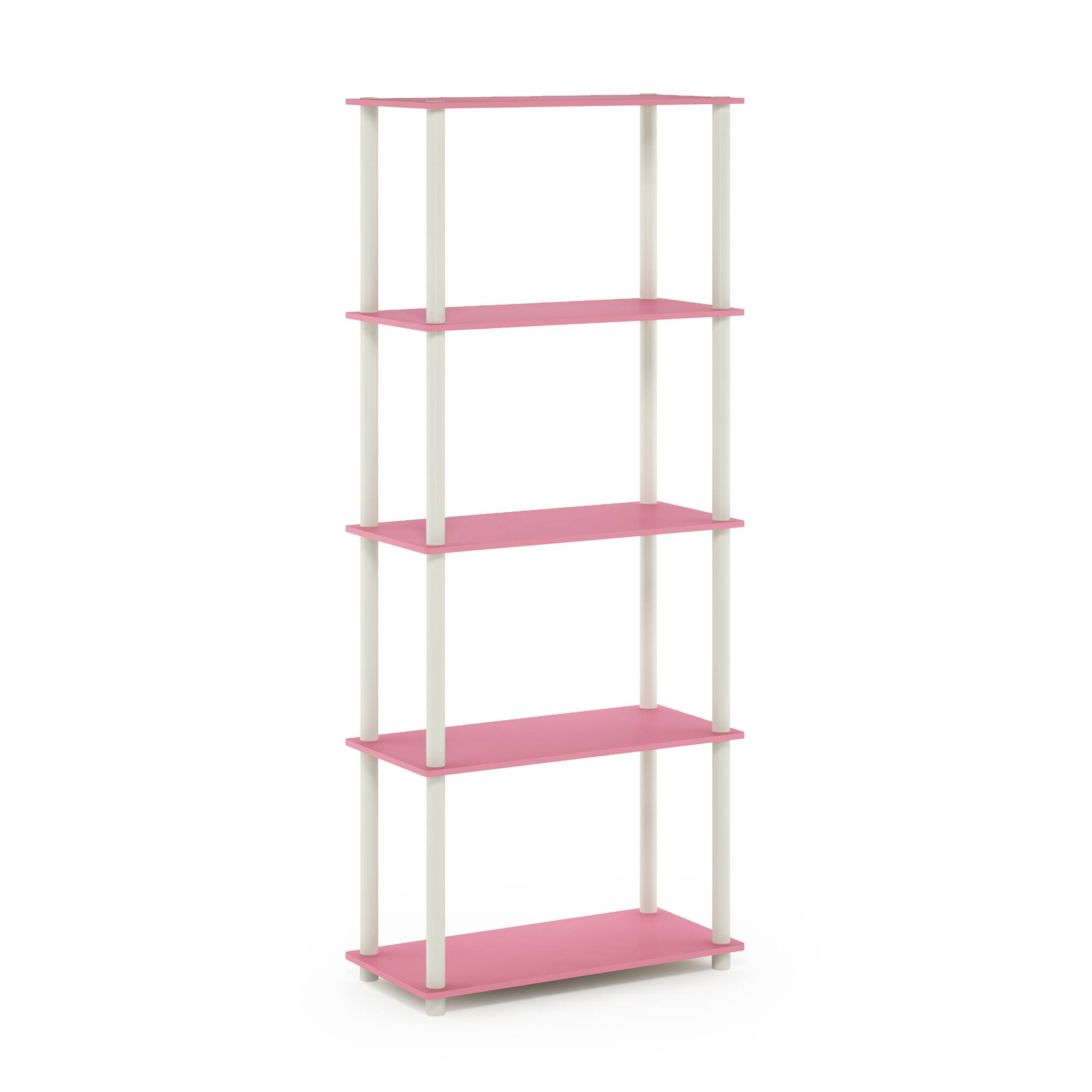 Alt View 8. HOMLUX - 5-Tier 57.4" Open Shelf Bookcase Compact Storage Bookshelf for Living Room Bedroom Office Pink & White - Pink & White.
