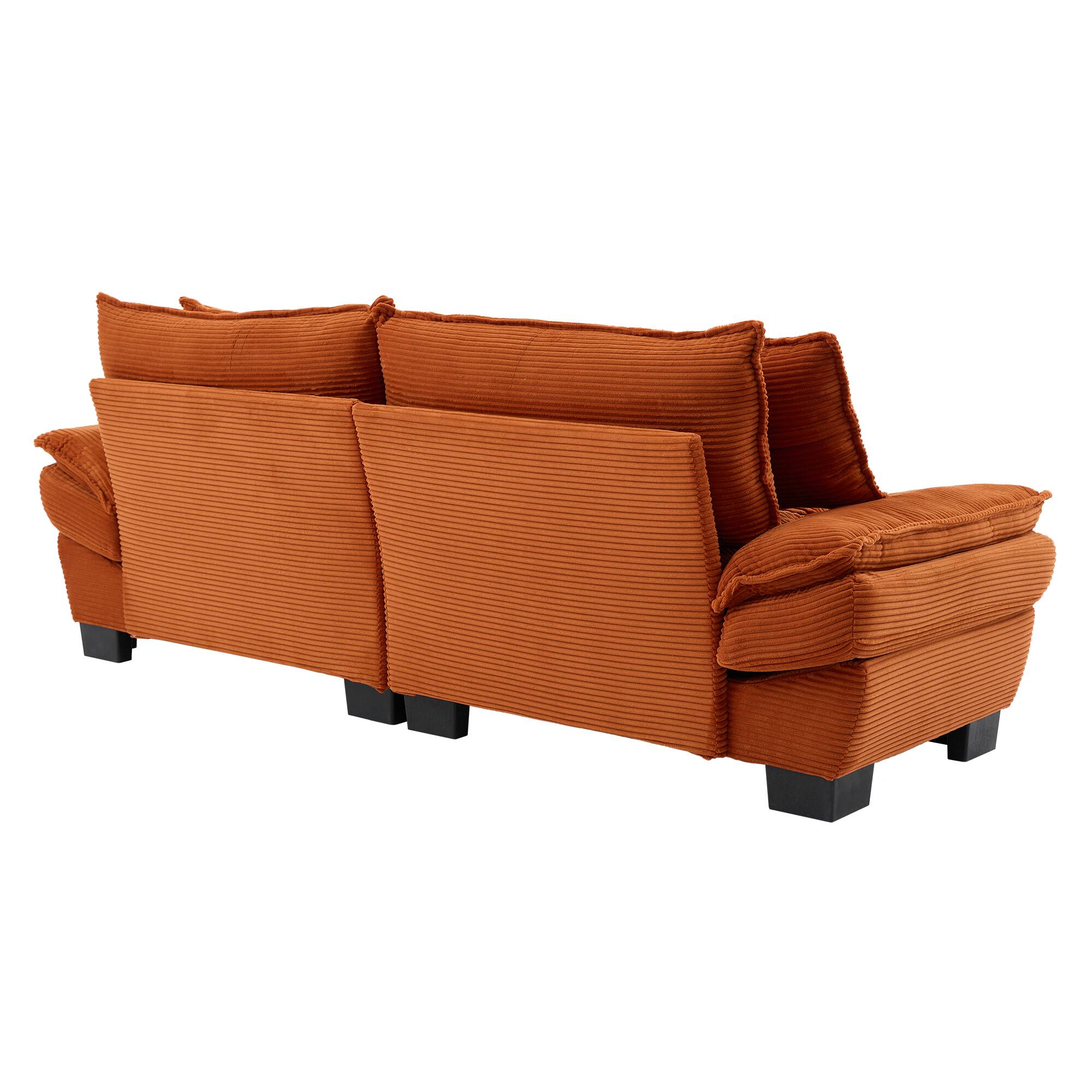 Alt View 2. Tiramisubest - Corduroy Couch Loveseat Sofa with Pillows,Comfy Upholstered Deep Seat Sofa for Bedroom,Living Room,Office-Orange - Orange.