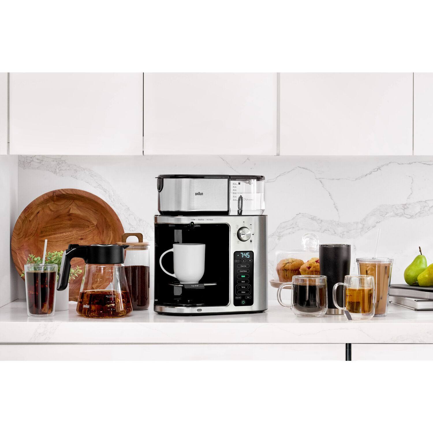 Alt View 10. Nespresso - MultiServe Plus 10- Cup Pod Free Drip Coffee Maker, 7 Brew Sizes / Hot & Cold Brew & Hot Water for Tea, Stainless steel - Stainless.