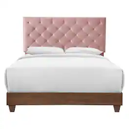 Modway - Rhiannon Diamond Tufted Upholstered Performance Velvet Queen Bed - Red
