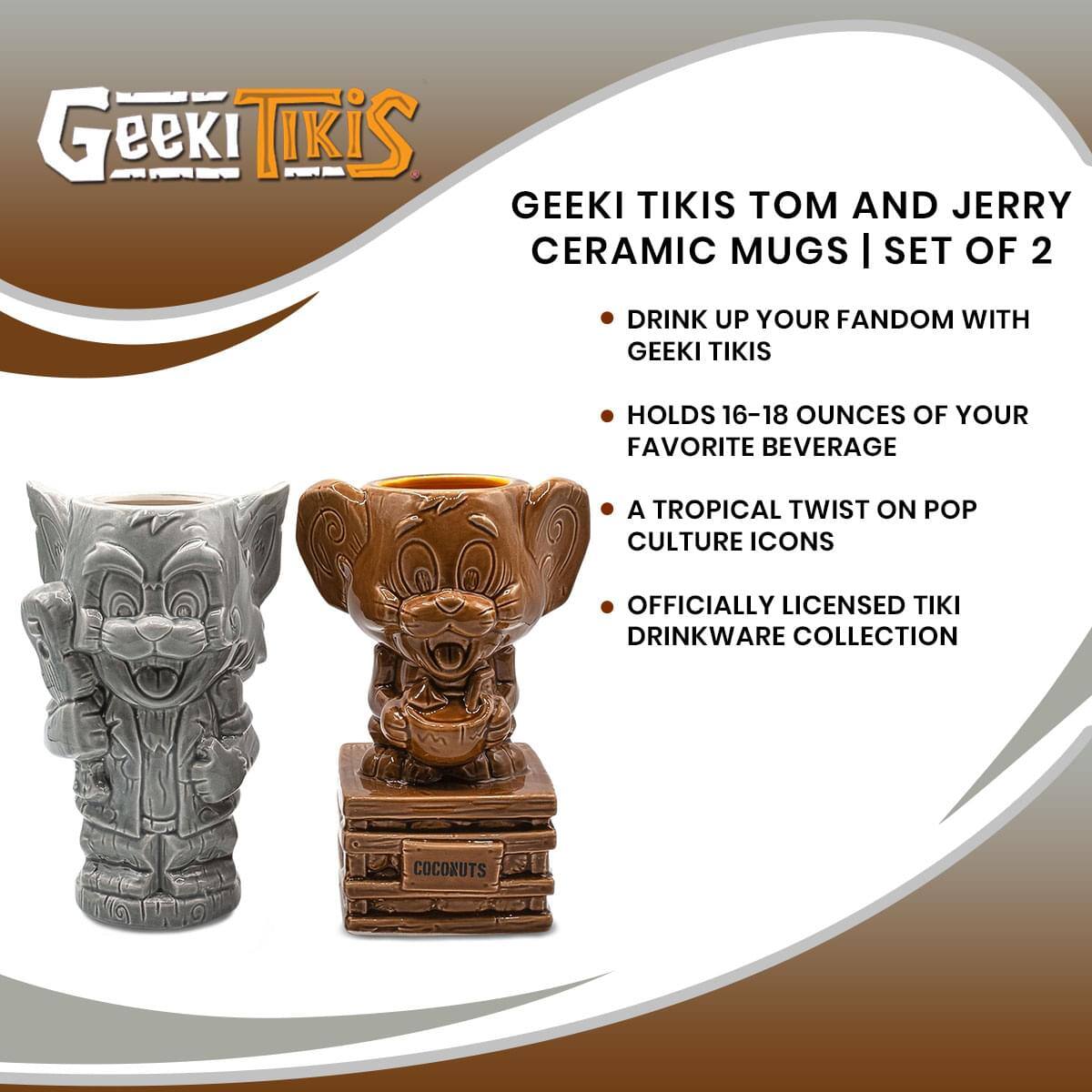 Geeki Tikis Geeki Tikis Tom and Jerry Ceramic Mugs | Set of 2

- Drink up your fandom with Geeki Tikis
- Holds 16-18 ounces of your favorite beverage
- A tropical twist on pop culture icons
- Officially licensed tiki drinkware collection