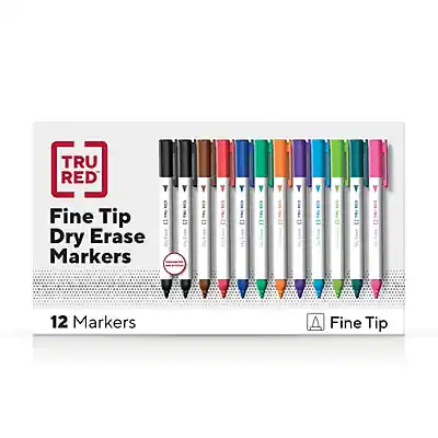 TRU RED
Fine Tip Dry Erase Markers
12 Markers
Fine Tip