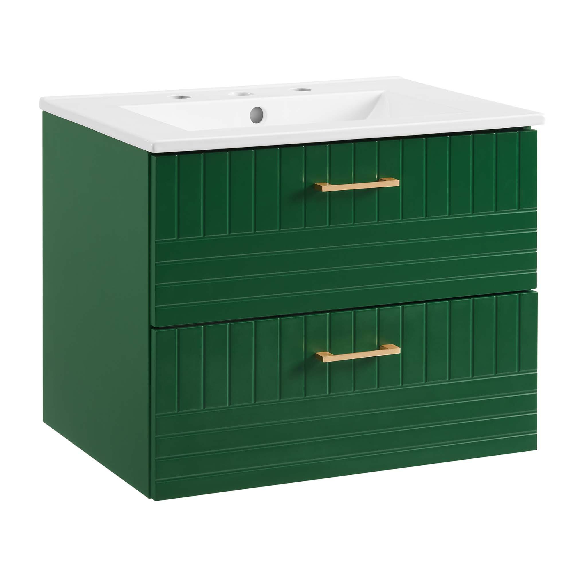 Angle. Modway - Daybreak Wall-Mount Bathroom Vanity Basin Included by Modway - Green White.