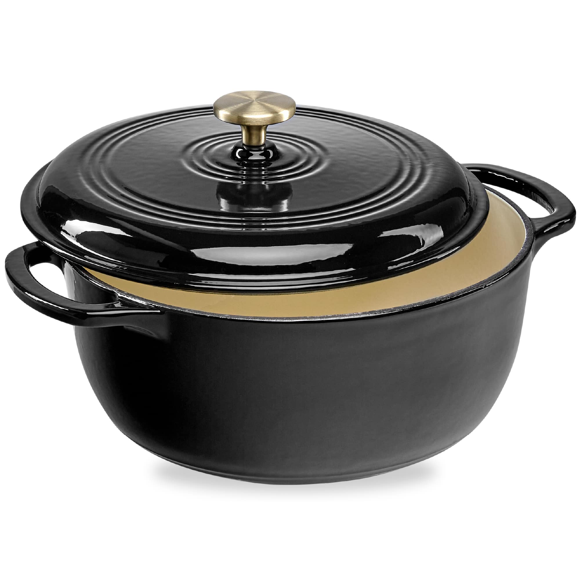 Front. Best Choice Products - Best Choice Products 7.5 Quart Enamel Cast-Iron Dutch Oven, Heavy-Duty Cookware w/ Dual Handles, Lid - Black Licorice - Black Licorice.