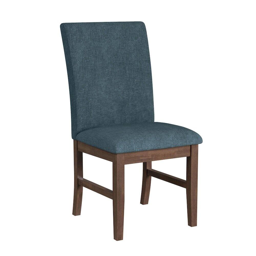 Alt View 4. Picket House Furnishings - Veronica Dining Side Chair with Denim Blue Fabric in Walnut - Walnut.