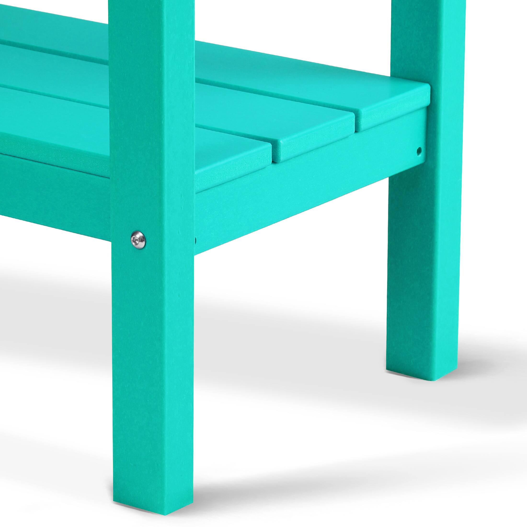 Alt View 4. WestinTrends - WestinTrends Malibu 55" Outdoor Patio HDPE Adirondack 2-Tier Shelf Console Table - Turquoise.