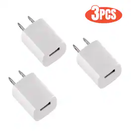 Qixxronics - 3-PACK USB Wall Charger Small iPhone Charger Box for iPhone 13 /12 /11,Galaxy S7/S6/S5 Edge,LG,HTC,Huawei,Moto - White
