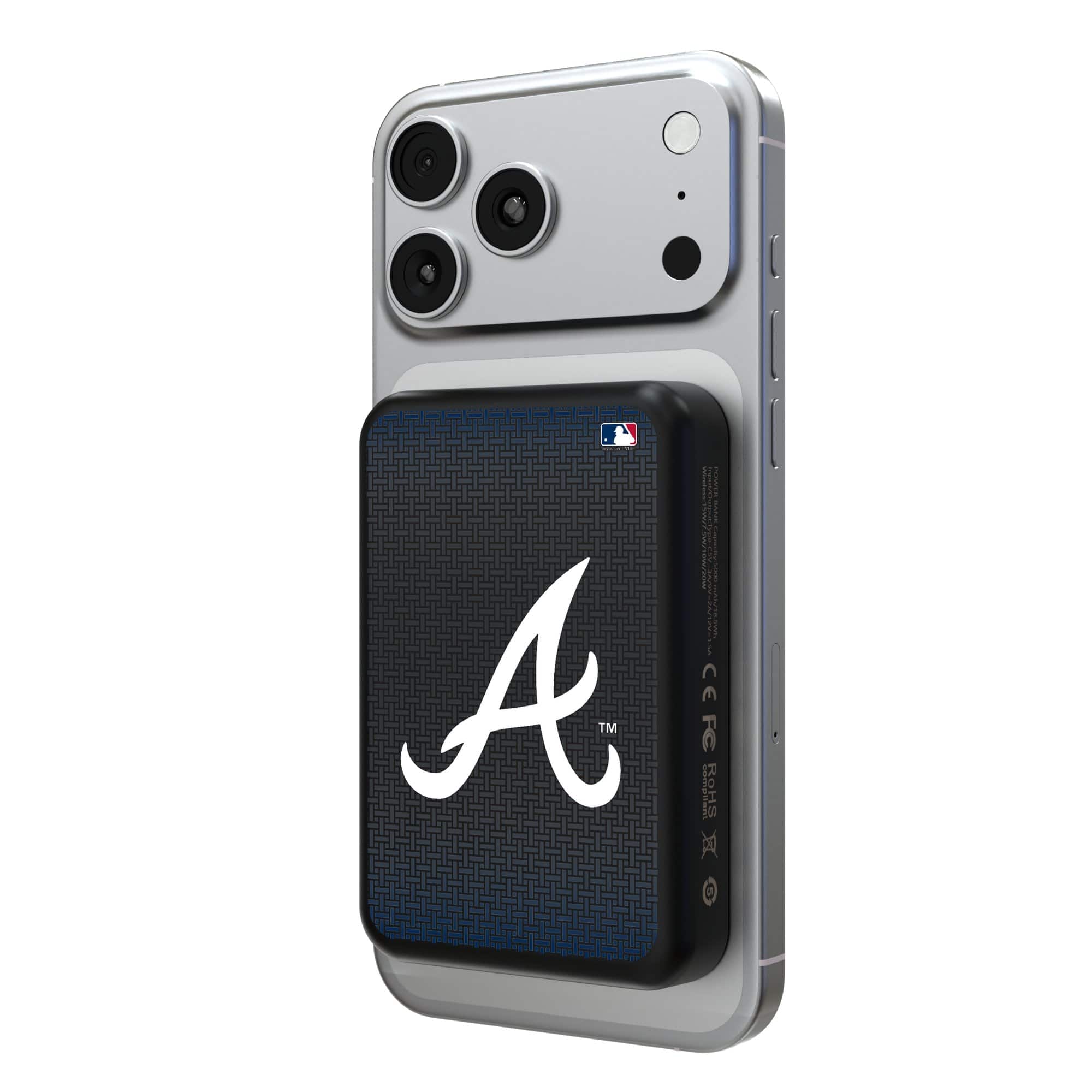 Keyscaper - Atlanta Braves Wireless Magnetic Power Bank - Black