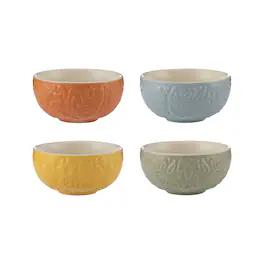 Mason Cash - Home to Roost Mini Bowl Set, 4 Ceramic Prep Bowls with Hen and Cockerel Designs - Multicolored