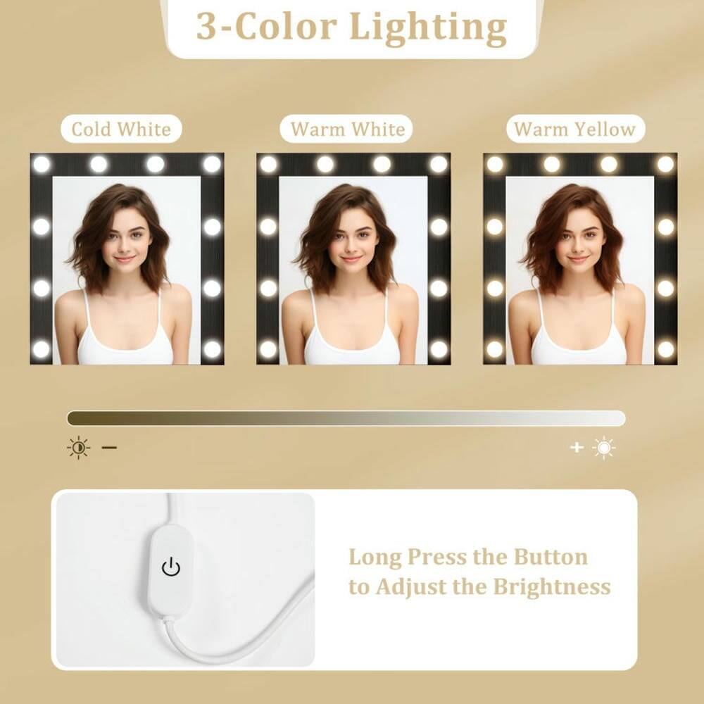 3-Color Lighting  
Cold White  
Warm White  
Warm Yellow  

Long Press the Button to Adjust the Brightness