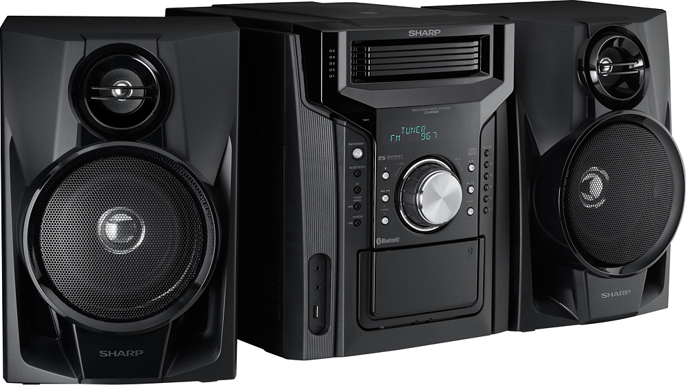 Angle View: Sharp - 240W 5-Disc Mini Shelf System with cassette and Bluetooth - Black