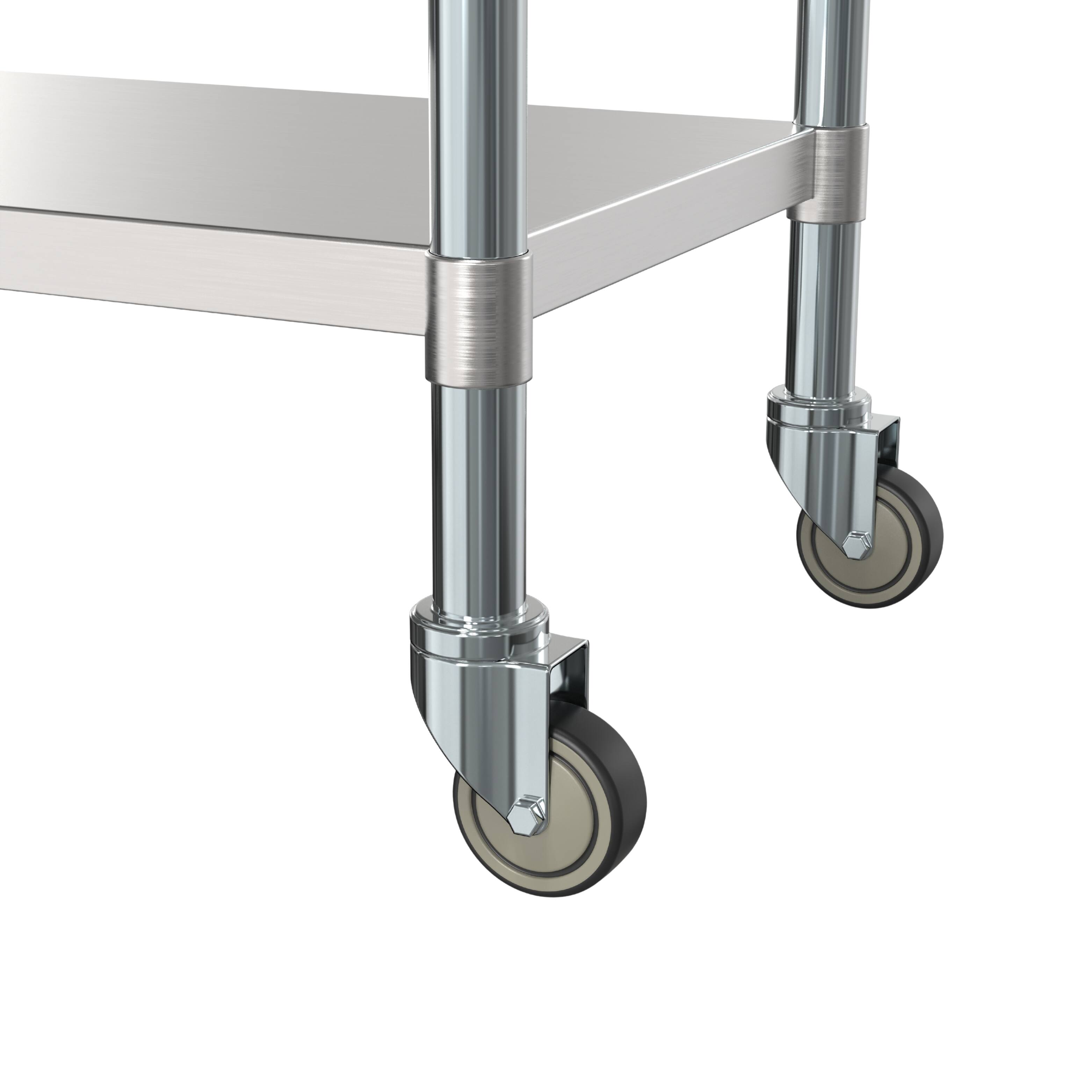 Alt View 4. Koolmore - 24" x 36" 18-Gauge 304 Stainless Steel Commercial Work Table with Casters, CT2436-18C. - Silver.