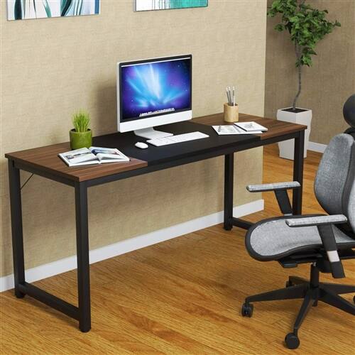 Angle. SlickBlue - Spacious 63-Inch Writing Desk for Bedroom and Home Office - Black, Coffee.