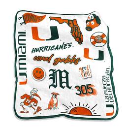 Logo Brands - Miami Hurricanes 50'' x 60'' Native Raschel Plush Throw Blanket - Multicolor