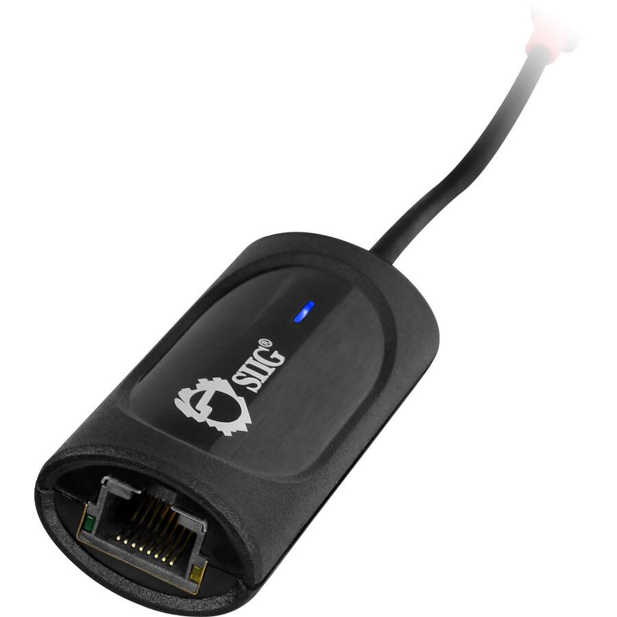 Alt View 5. SIIG Inc - SIIG USB-C to Gigabit Ethernet Adapter - USB 3.0 - USB 3.0 Type C - 1 Port(s) - 1 - Twisted Pair - 10/100/1000Base-T - Black.