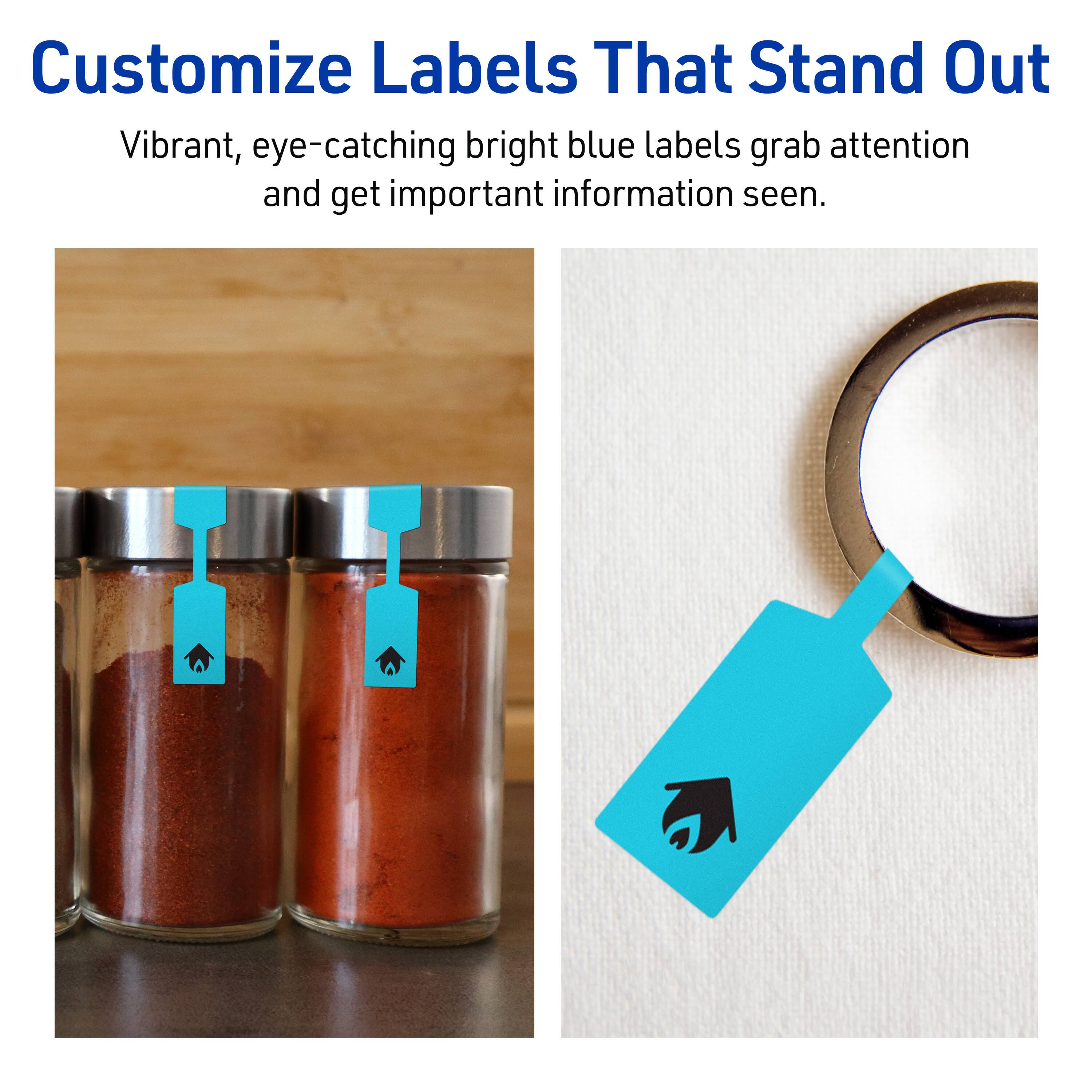 Customize Labels That Stand Out

Vibrant, eye-catching bright blue labels grab attention and get important information seen.