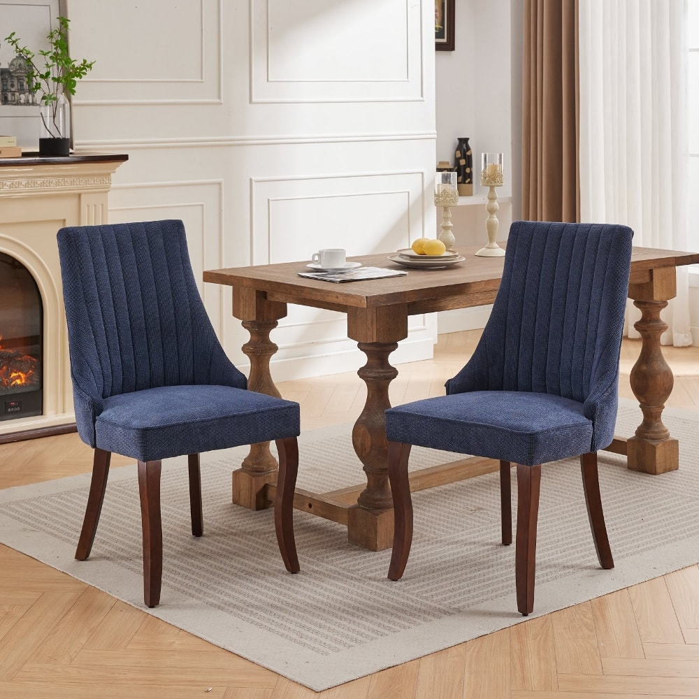 Loheer - Dining Chairs Set of 2 Fabric Upholstered Accent High Back - Blue price history on PriceWatchPro