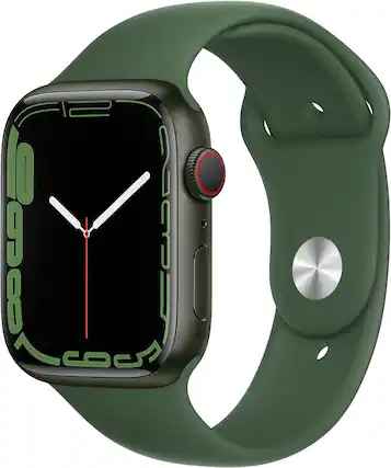 Front. Apple - Watch Series 7 Aluminum 45mm A2477 (GPS + Cellular) - Green.
