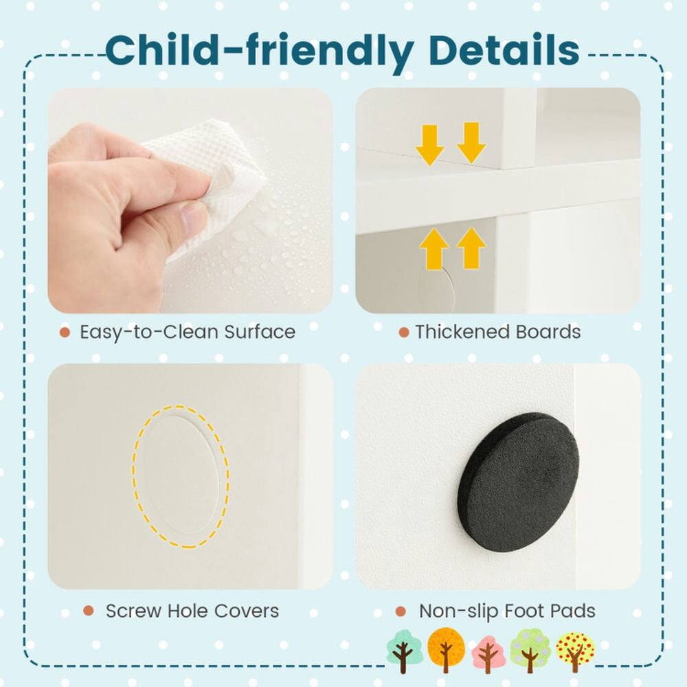 Child-friendly Details  
- Easy-to-Clean Surface  
- Thickened Boards  
- Screw Hole Covers  
- Non-slip Foot Pads