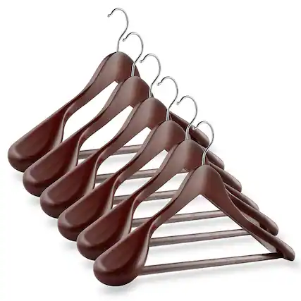 Front. Casafield - 6pk Wide Shoulder Wooden Suit Hangers - Cherry.