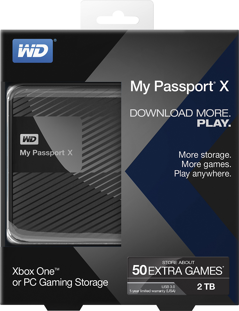 Xbox One/ PC Gaming Black WD My Passport X 2TB Portable External Hard Drive 