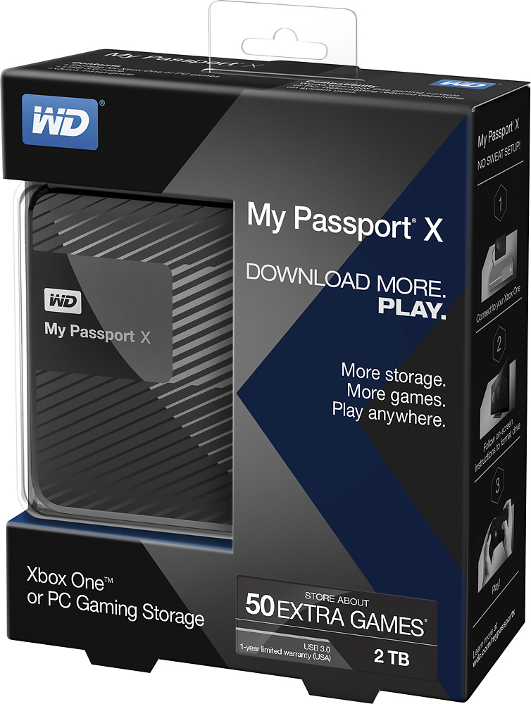 Best Buy: WD My Passport X 2TB External USB 3.0/2.0 Portable Hard Drive  Black WDBCRM0020BBK-NESN