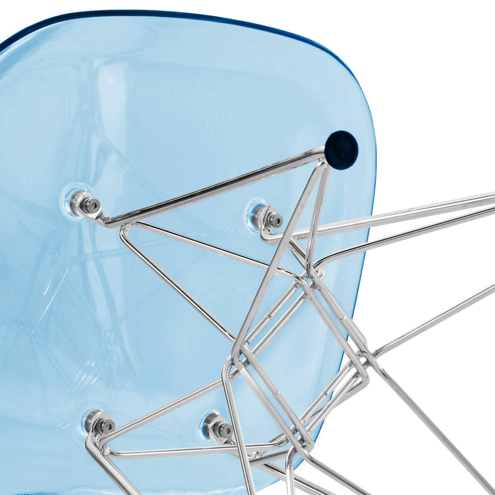 Alt View 5. LeisureMod - Cresco 4-Pieces Ergonomic Acrylic Dining Chair with Chrome Eiffel Base for Home or Office - Transparent Blue.