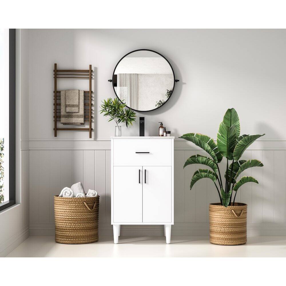 Alt View 7. Elegant Kitchen and Bath - Chandler 20 Inch Single Bathroom Vanity In White - White.