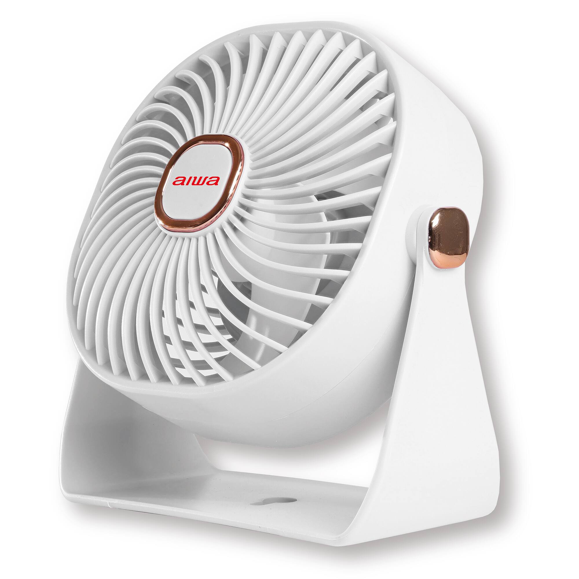 Alt View 2. Aiwa - Aiwa 4-Inch USB-C Rechargeable Desk Fan, 3-Speed Portable Mini Fan with 270° Adjustable Head, Quiet Operation - White.