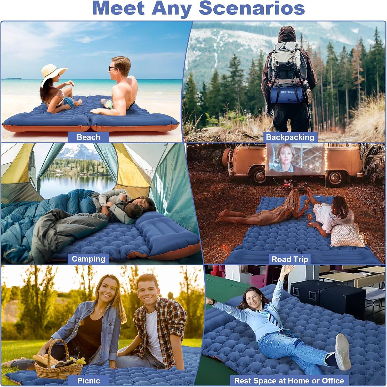 Meet Any Scenarios

- Beach
- Backpacking
- Camping
- Picnic
- Road Trip
- Rest Space at Home or Office