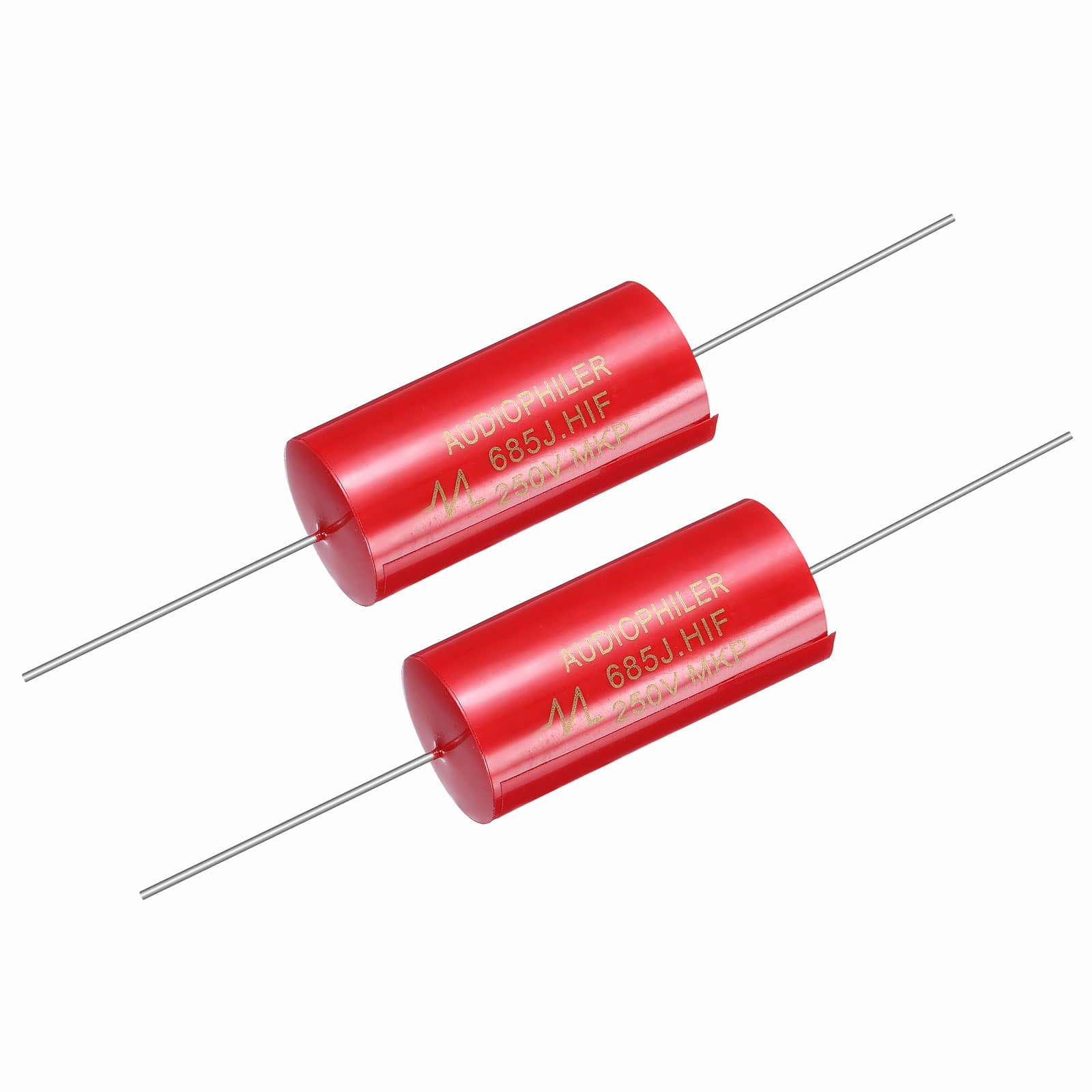 Unique Bargains - 2pcs 6.8uF 250V Axial MKP Film Capacitor for Audio Speaker Crossover Frequency Divider - Red price history on PriceWatchPro