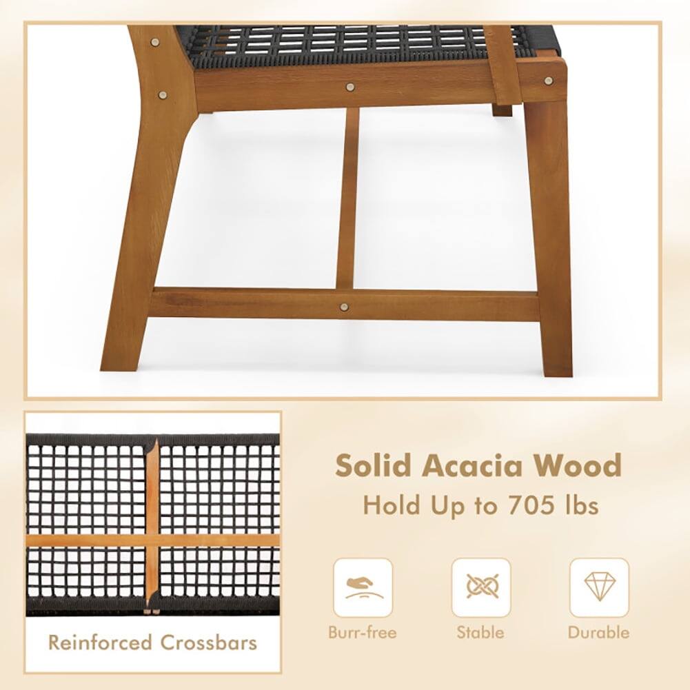 Solid Acacia Wood  
Hold Up to 705 lbs  
Reinforced Crossbars  
Burr-free  
Stable  
Durable