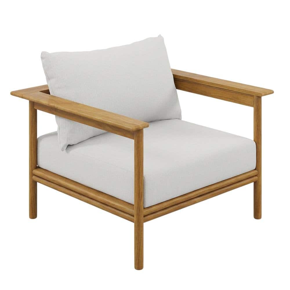 Outdoor Escape - Set of 2 Outdoor Teak Wood Armchairs for Patio Lounge Comfort - White
