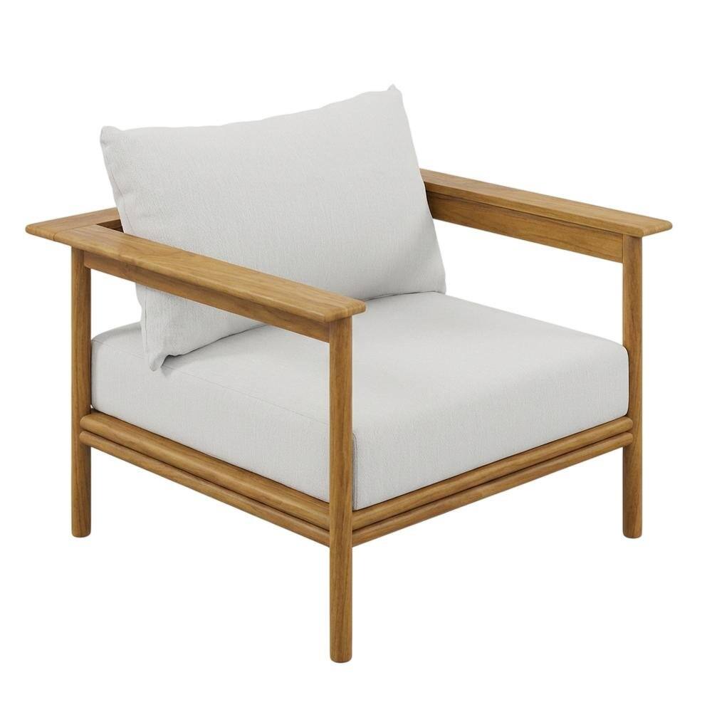 Front. Outdoor Escape - Set of 2 Outdoor Teak Wood Armchairs for Patio Lounge Comfort - White.