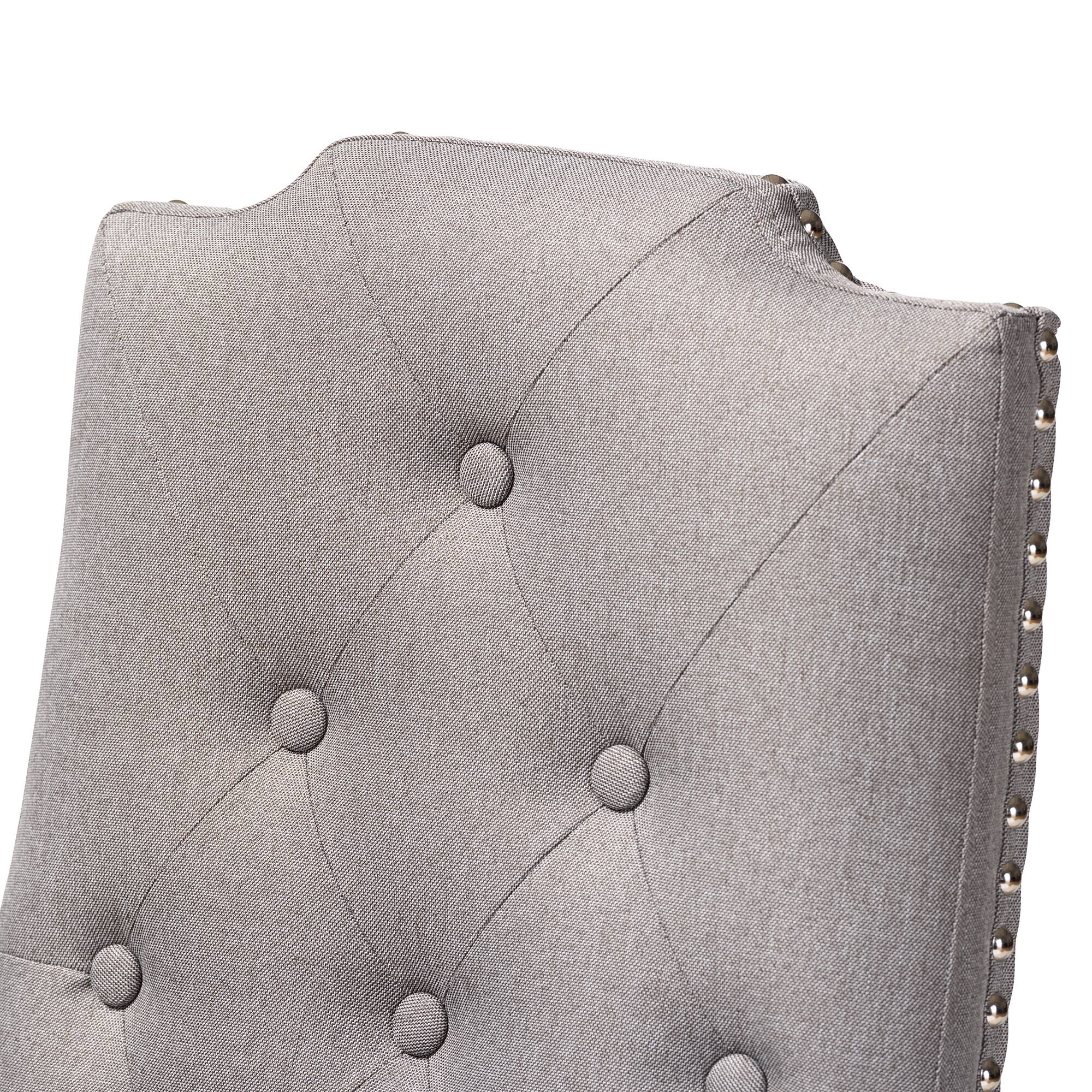 Back. Baxton Studio - Dylin Modern and Contemporary Fabric Upholstered Button Tufted Wood Dining Chair Set - Gray.