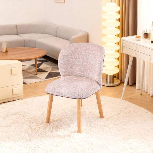 Alt View 8. Winado - Chenille Velvet Curved-Back Armless Vanity Fluffy Makeup Chair Solid Wood Legs for Study Bedroom Dressing for Girls - Pink.