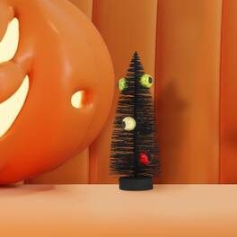 Oumilen - 8.07 Inch Mini Halloween Tabletop Tree with Glitter Eyeball Ornaments, Spooky Small Decor for Table Shelf Mantel - Black