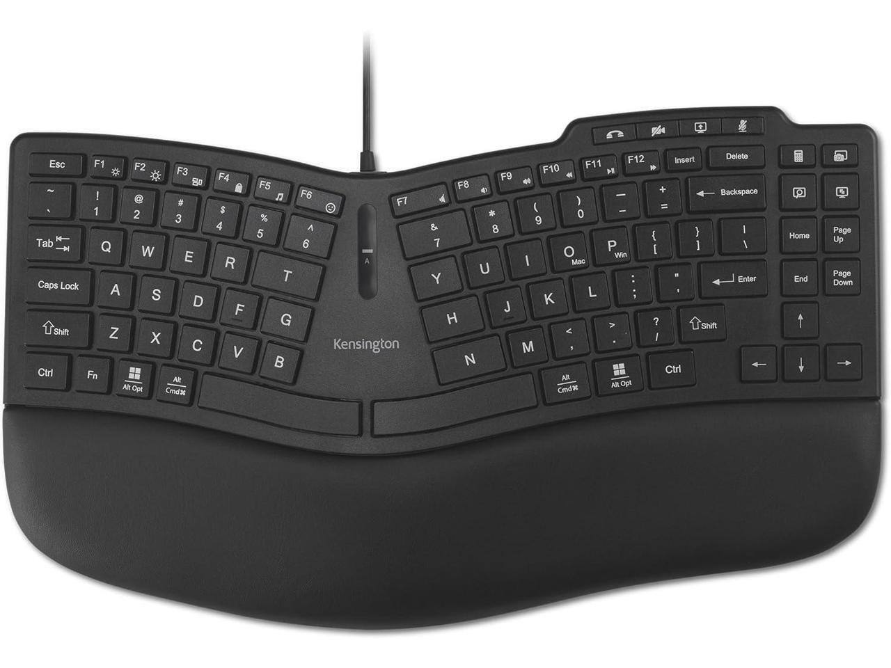 Kensington - Pro Fit Ergo KB675 EQ TKL Keyboard, USB-A, Curved Design, Programmable Keys - Black