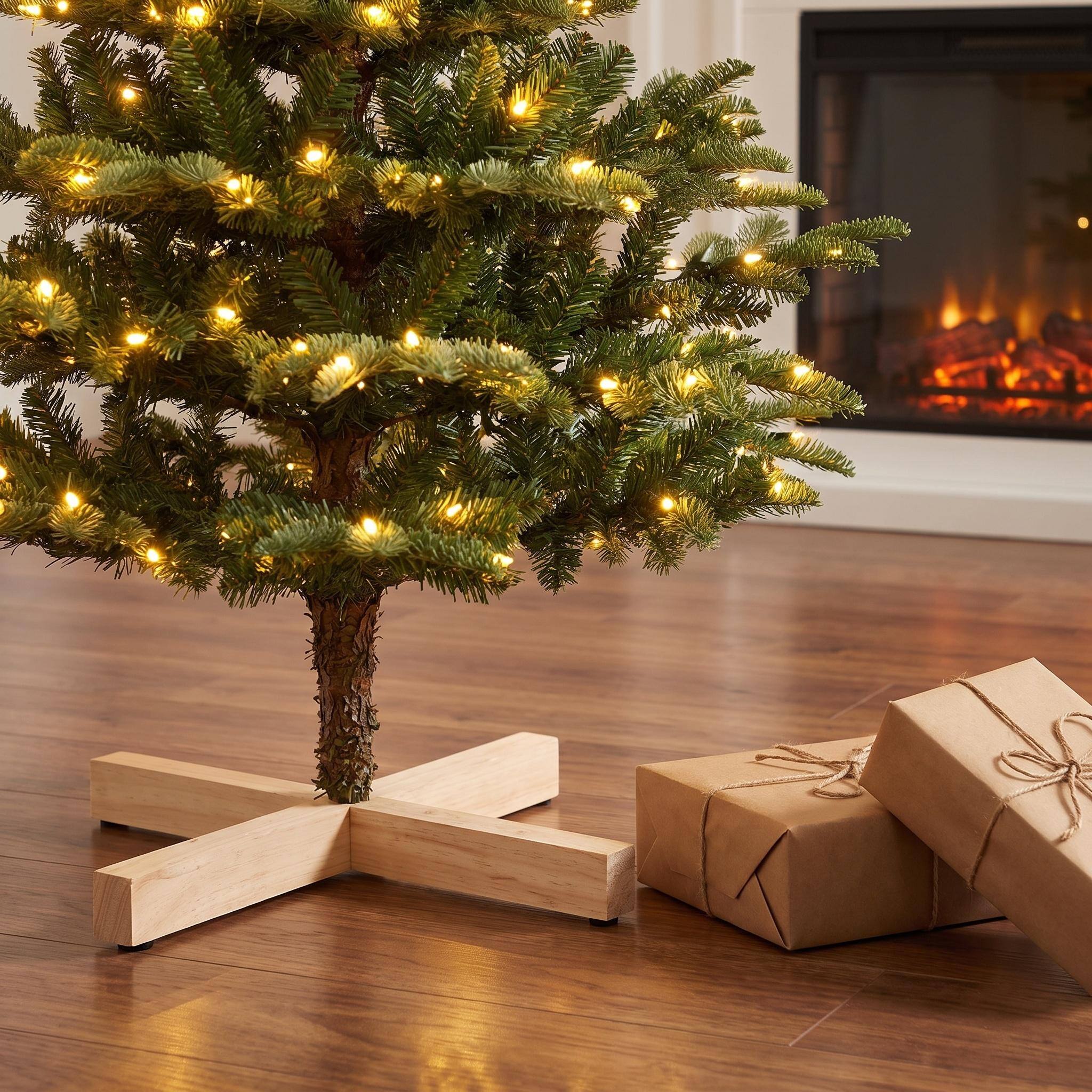 Alt View 6. Forest'nSky - 7 ft. Pre-Lit Artificial Christmas Tree with 400 Warm White LED Lights, 941 PE+PVC Tips, Wooden Base - Green.