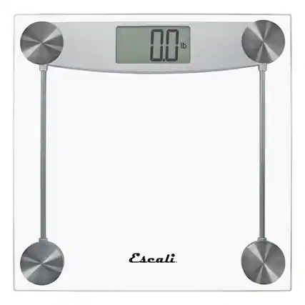 Front. Escali - Glass & Chrome Bathroom Scale - Clear.
