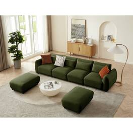 Electra Tech Xpress - Sectional Sofa Couch,Convertible U Shaped Sectional for Living Room,Modular L Shaped Couch with Removable Ottoman - Green