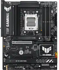 TUF GAMING is a brand of computer components and peripherals that are designed to be tough and durable for gaming and other demanding applications. The image shows a close-up of a TUF GAMING motherboard, which is a crucial component of a computer system. The motherboard is black and features a TUF logo, indicating its affiliation with the TUF GAMING brand.