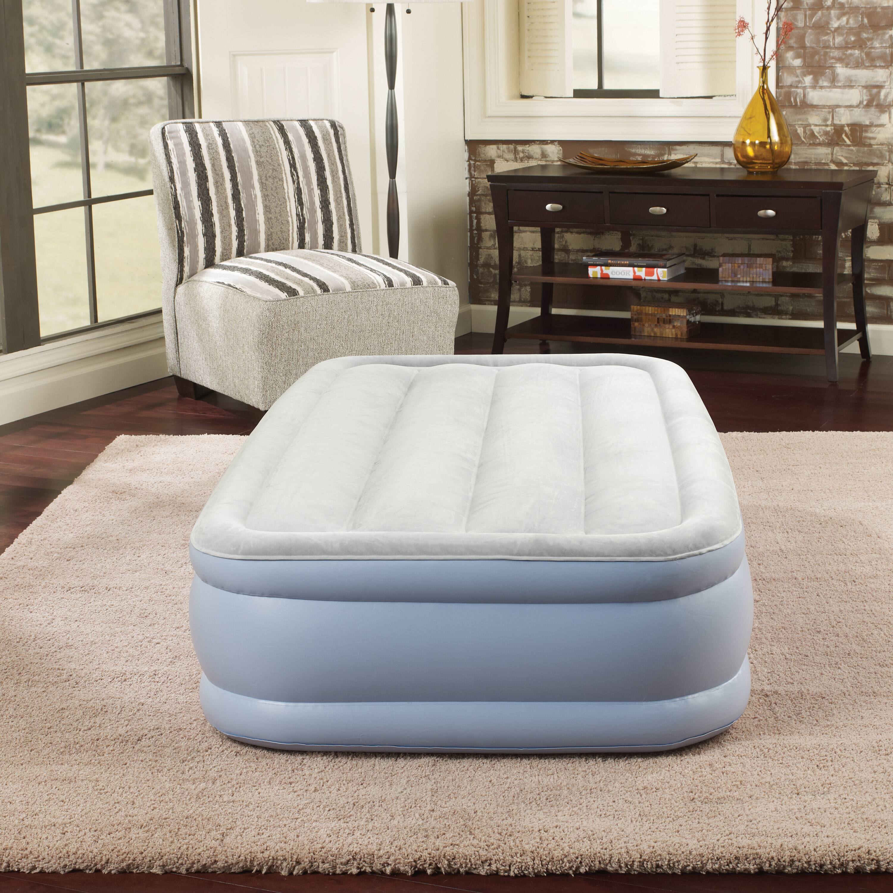 Alt View 2. Beautyrest - 15" Hi Loft  Air Mattress, Raised Inflatable Blow-Up Bed, Powerful Pump, Adjustable - Light Blue.