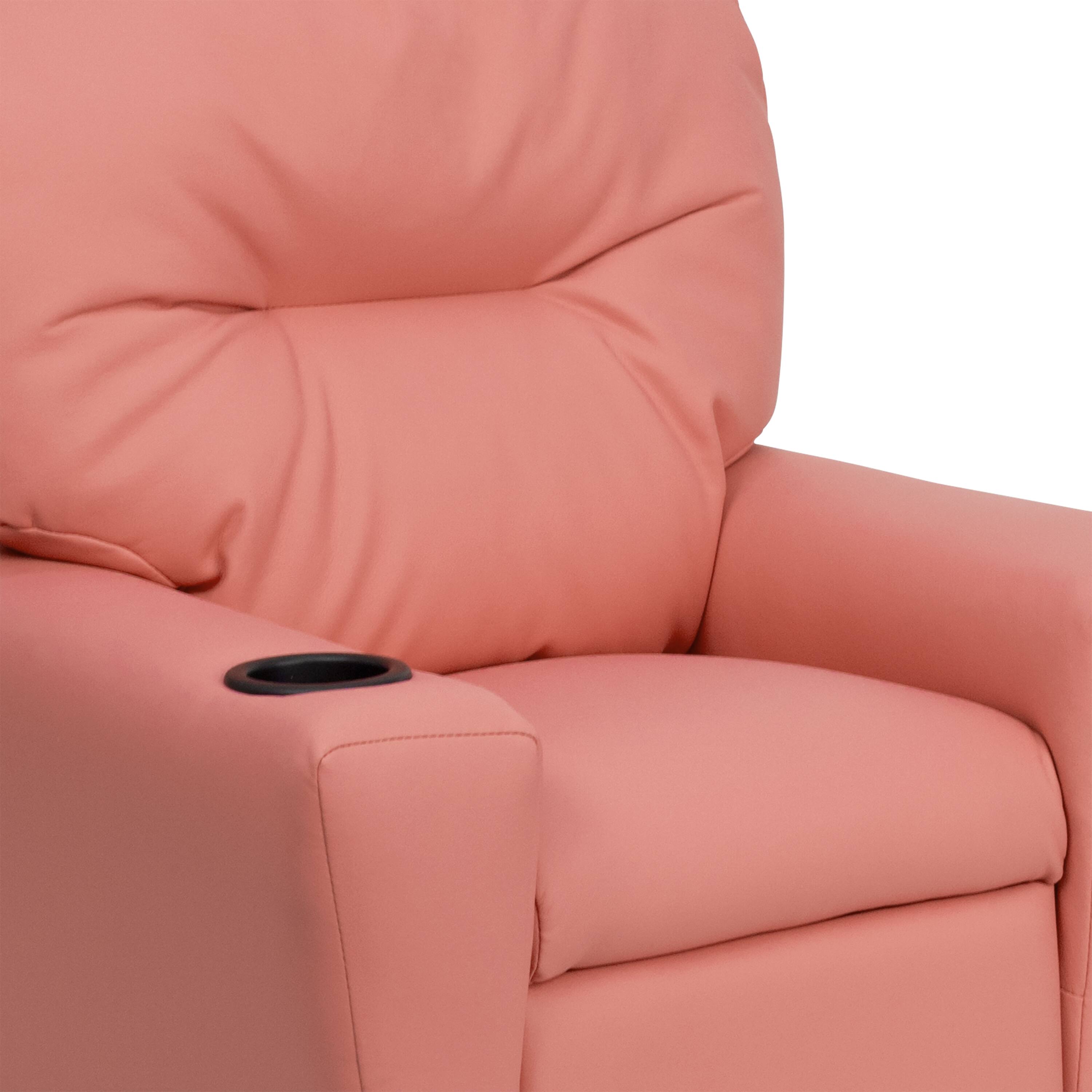 Alt View 8. Emma + Oliver - Contemporary Kids Recliner with Cup Holder - Pink Vinyl.